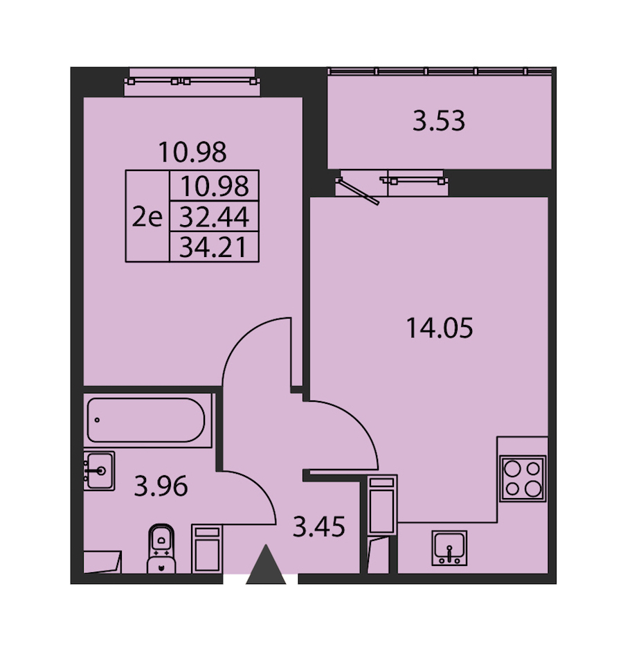 1-комнатная квартира 32.44 м², 12/12 эт., ЖК «Полис ЛАВрики»
